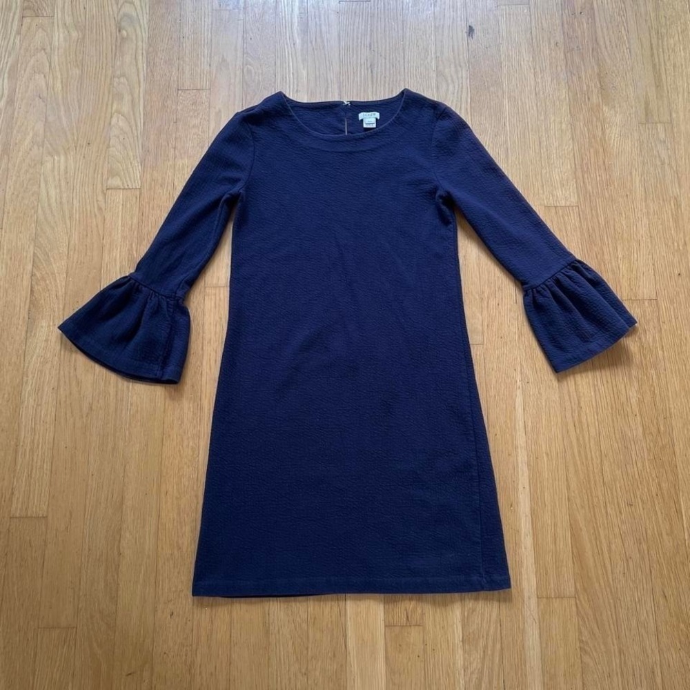 J.Crew Navy Blue Bell Sleeve Dress Womens XXS